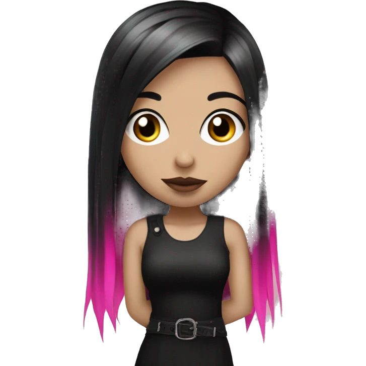 goth girl with hot pink and black hair emoji