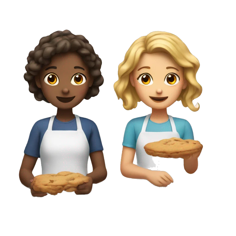 Two girls are making cookies emoji