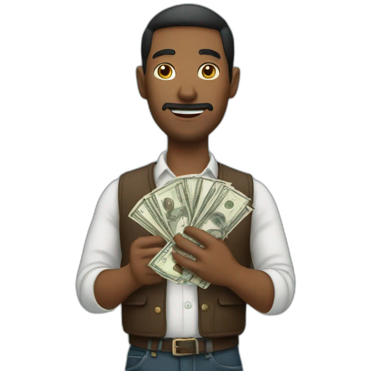 A man who holding money emoji