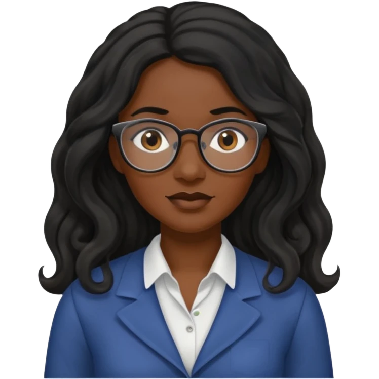 Black women teacher with black long  wavy hair chalkboard background and no eyeglasses emoji