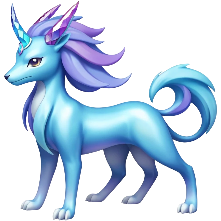 Shiny Colorful Iridescent Amaura-Suicune-fakemon (full body) emoji