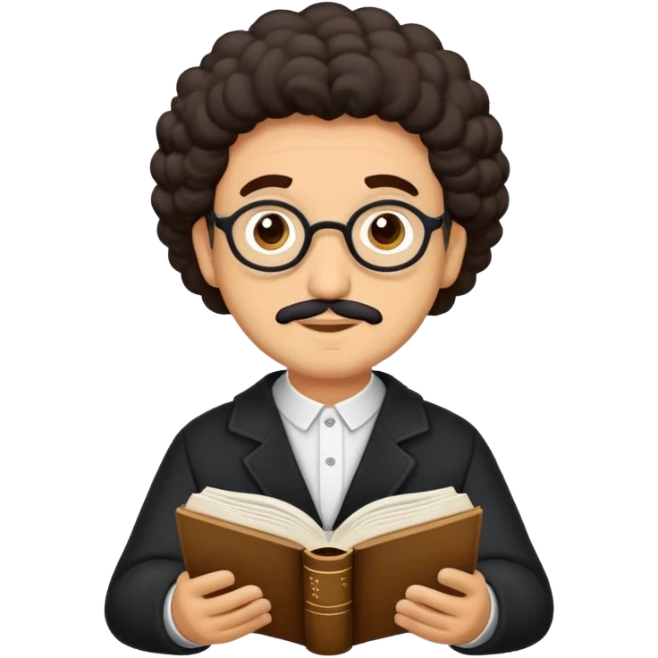Chico moreno pelo rizado leyendo la biblia  emoji