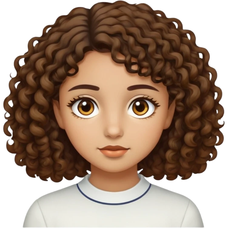 girl with brown eyes, olive complexion, short curly brown hair emoji