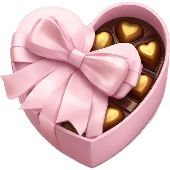 pale pink heart box, pale pink bow, filled with chocolates inside emoji