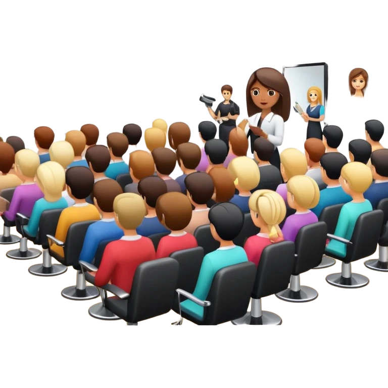 hair salon seminar with presenter and audience emoji