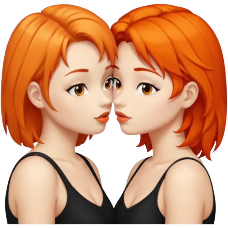 girls kissing one with orange hair one with black hair emoji