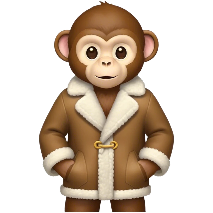 Monkey wearing a shearling coat emoji