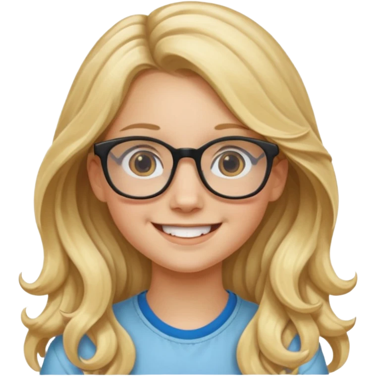 Fille 13 ans qui a des cheveux long et blond et wavy avec des lunettes emoji