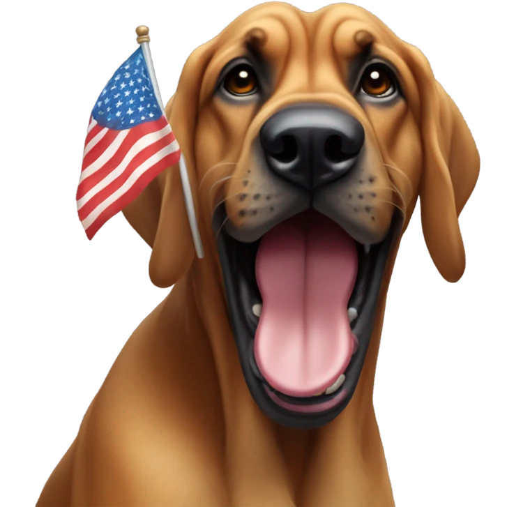 Bloodhound dog waiving a white flag in his mouth. emoji