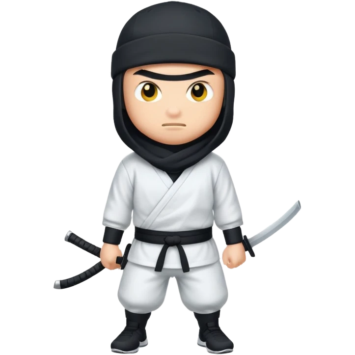 A ninja wearing a white Nike shirt, a black Nike cap, emoji