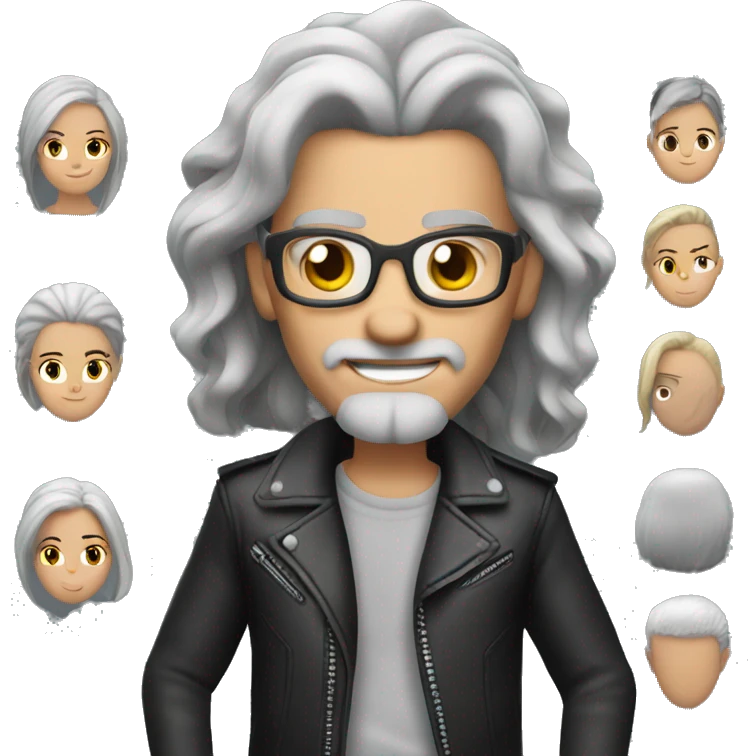 Harley biker grey  hAIR  emoji