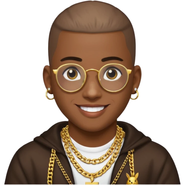 An emoji of Bad Bunny, the superstar from Puerto Rico. The singer. emoji