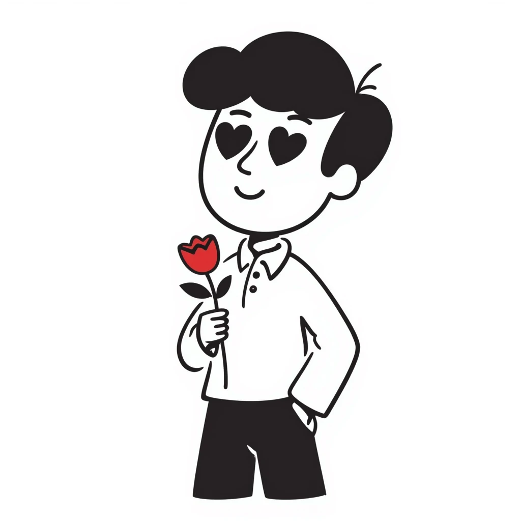 Handsome boyfriend figure with heart eyes emoji