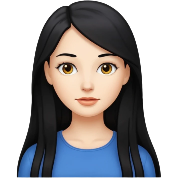 femme blanche, cheveux long, lisse et noir emoji