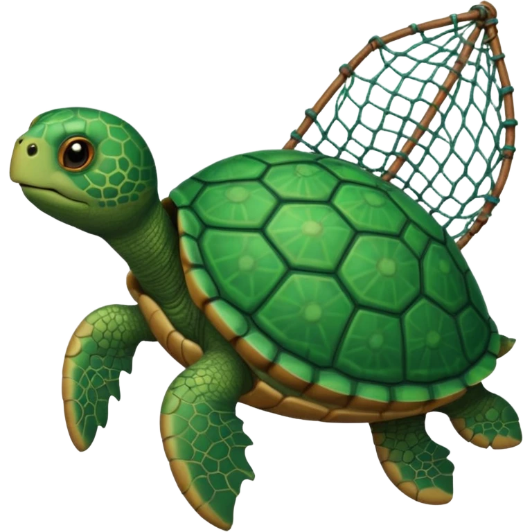 turtle with fishing net emoji