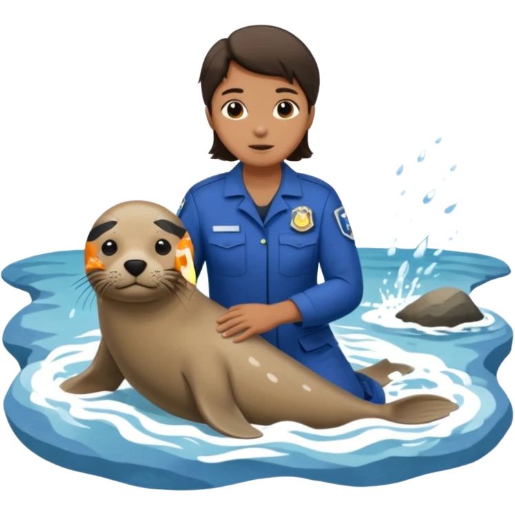 National Oceanic and Atmospheric Administration rescue workers rescue a seal emoji