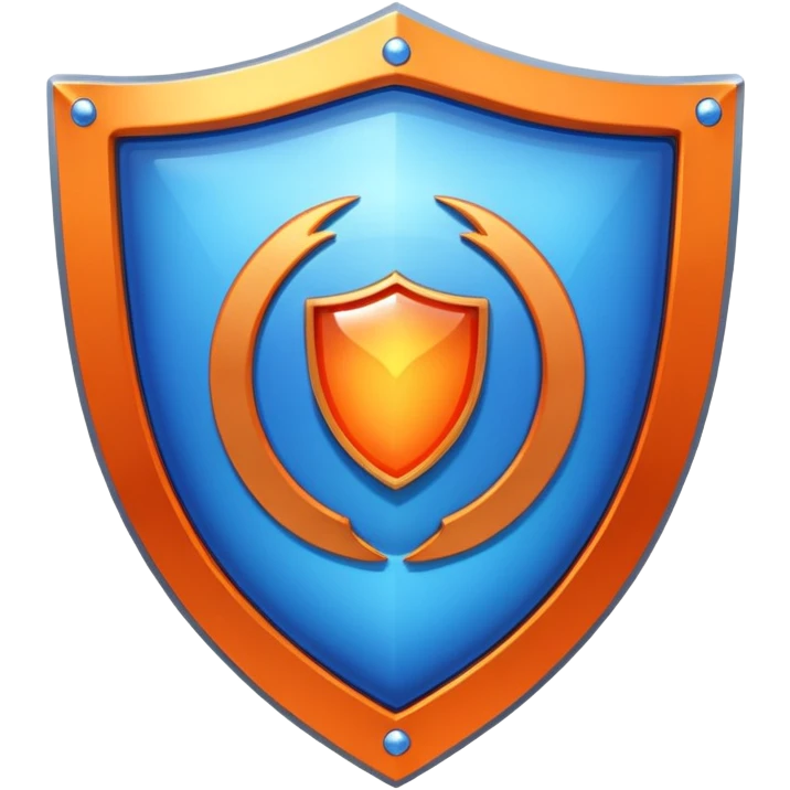 glitter blue and orange shield emoji