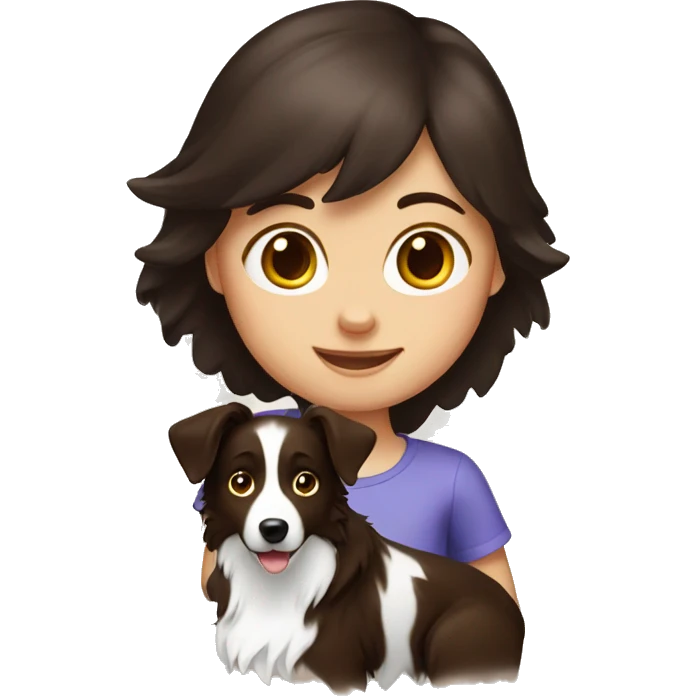  girl and darkbrown border collie emoji
