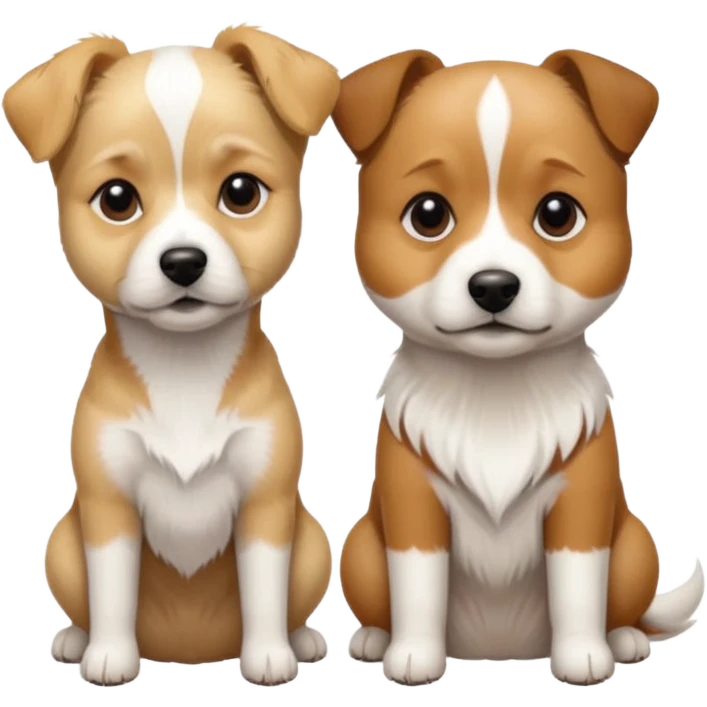 blonde shizu dog sitting next to jack rassel dog emoji