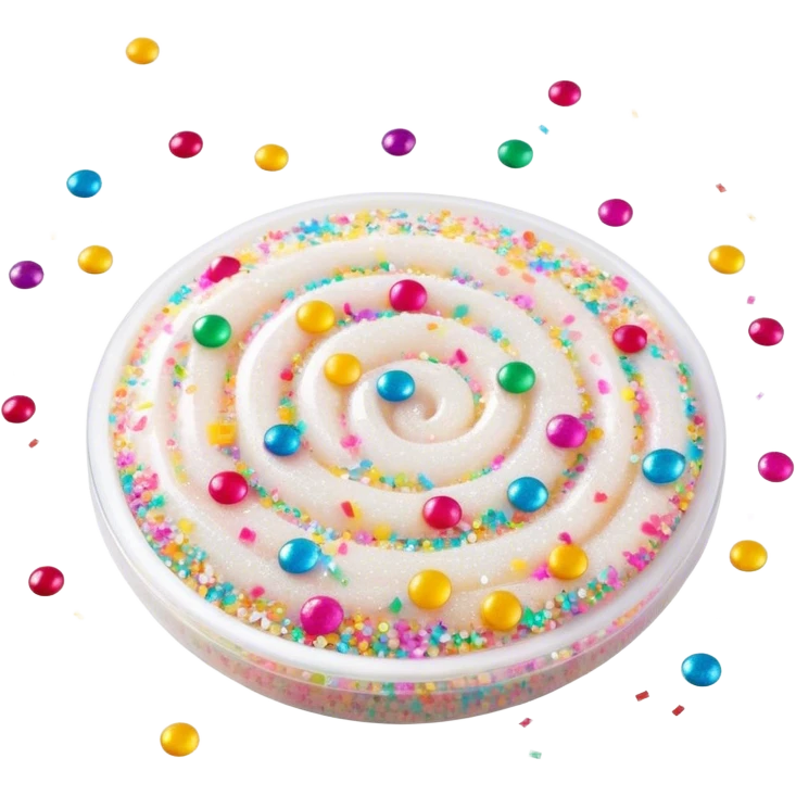Cinematic Realistic Sparkles & Sprinkles, a delicate swirl of tiny, multicolored sugar confetti and edible glitter, scattered across a smooth reflective surface, each speck glinting under soft ambient light, glowing vibrantly with a dreamy and magical charm. emoji