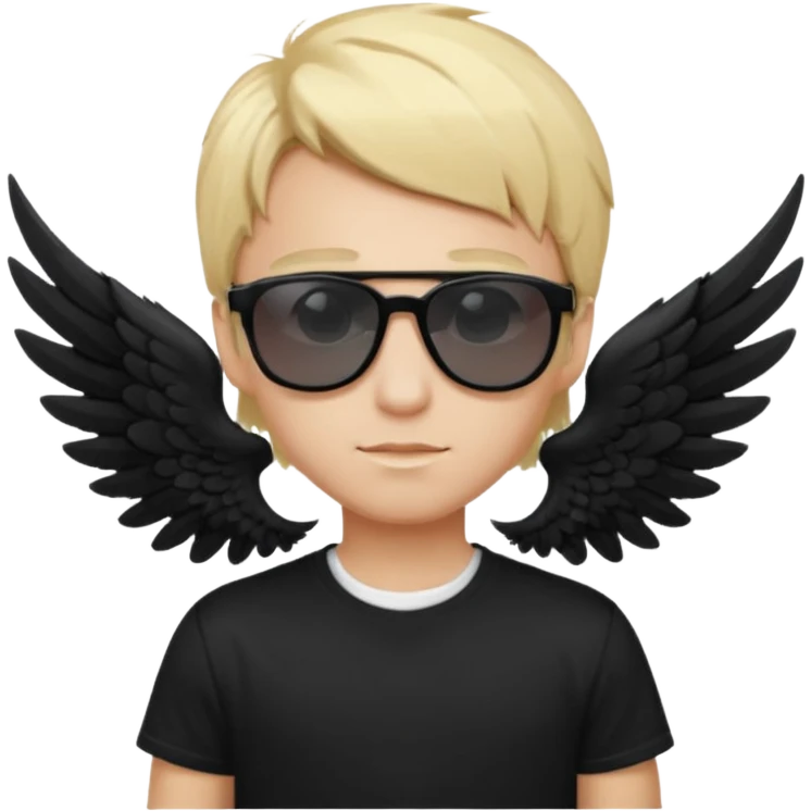Fallen Angel, blonde hair, black wings, white T- shirt, brand sunglasses, boy  emoji