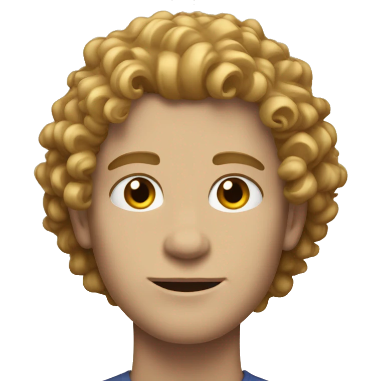 white young man with strong jawline and golden soft curly hair  emoji