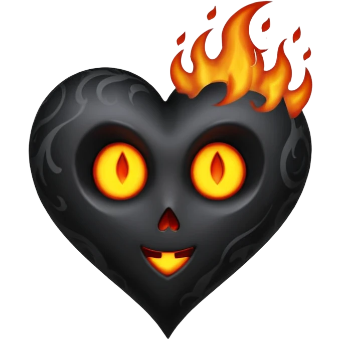 gothic heart with a dark flame emoji