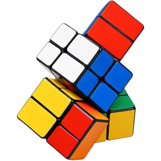 A 3x3 Rubik's Cube with classic colors: yellow, blue, red, green, orange, white, minimalist iOS emoji style emoji