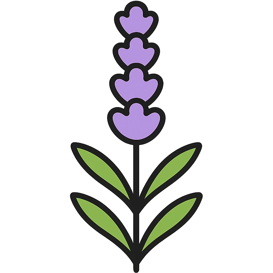 lavender flower icon with lineal color and black outlines emoji