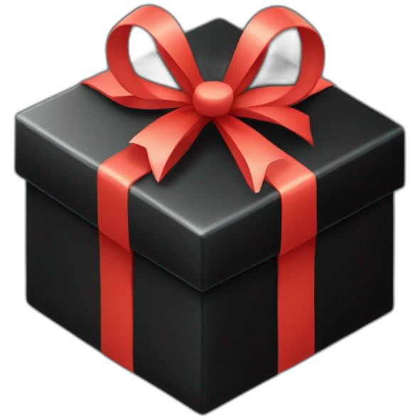 black gift box realistic isometric smooth rounded corners emoji