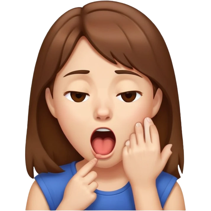 girl with brown hair yawning, looking bored emoji