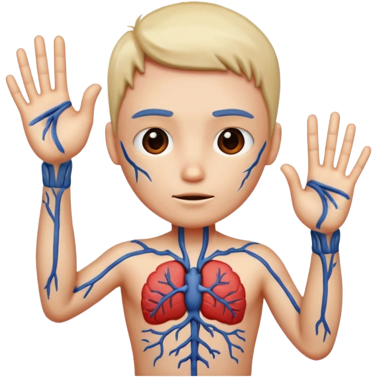 Illustrate Thing with detailed veins & stitches, posed upright giving a gesture. emoji
