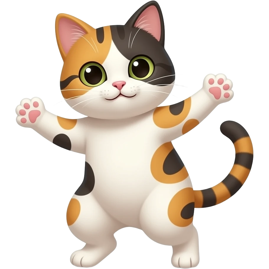 cute calico cat dancing emoji