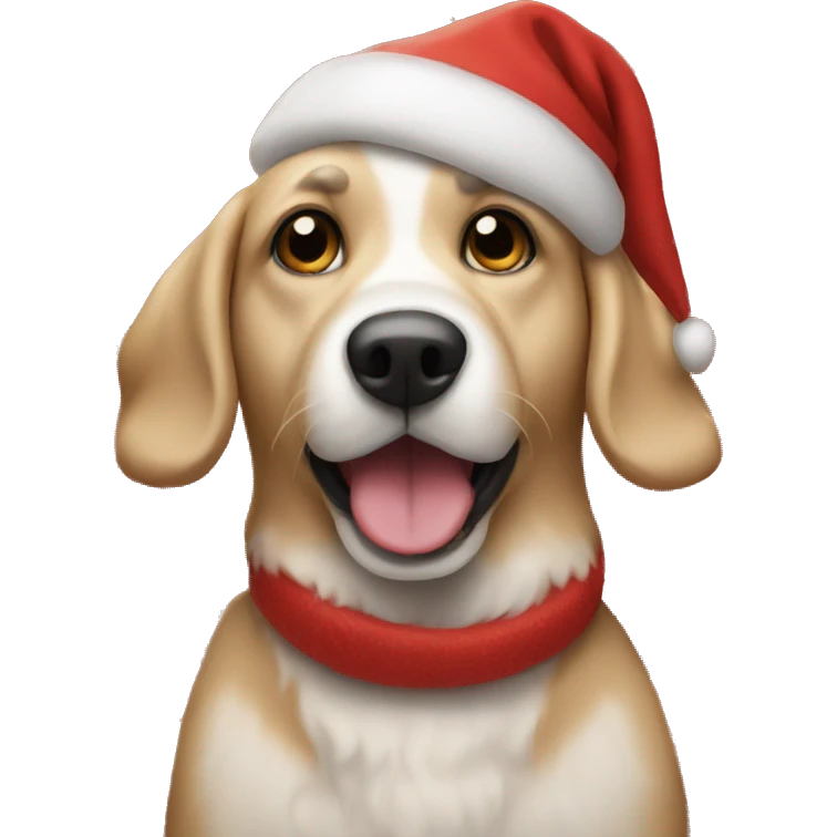 A Christmas dog emoji