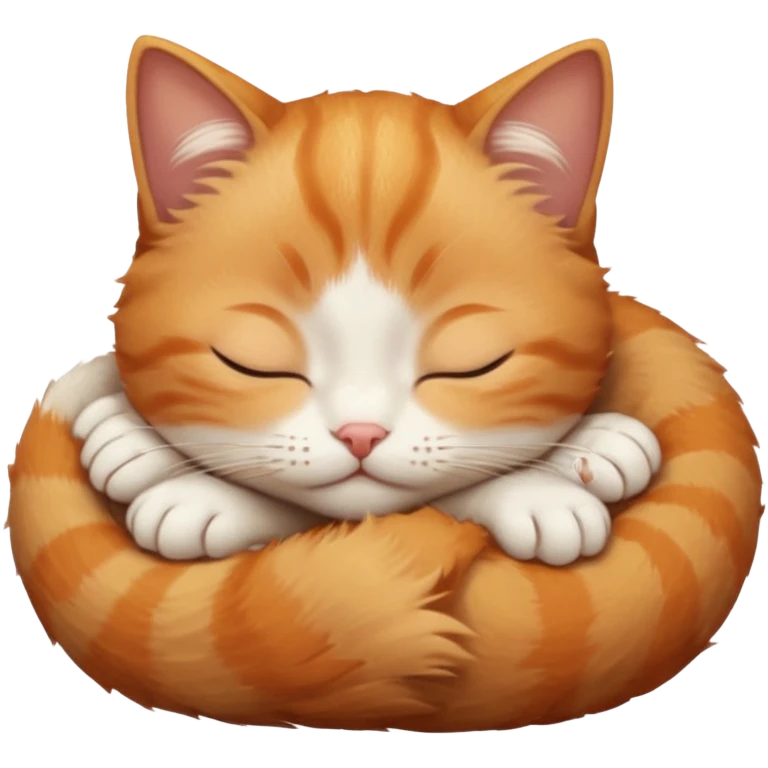 ginger and white small cat curled up with head upside down with eyes closed emoji