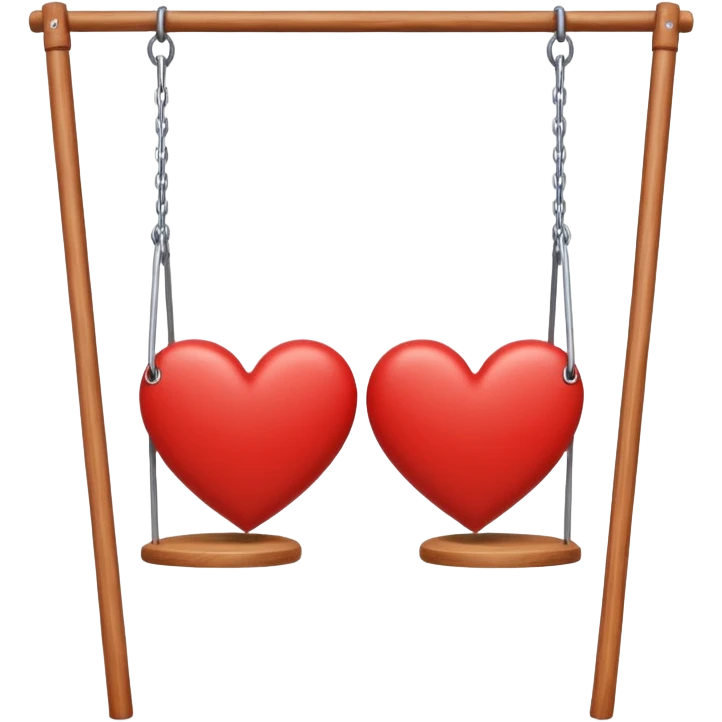 Two swings facing each other head to head, making heart shape emoji