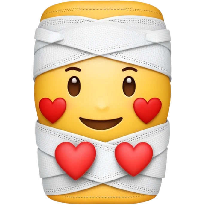 A cute "get well soon" emoji with a heart wearing a bandage emoji