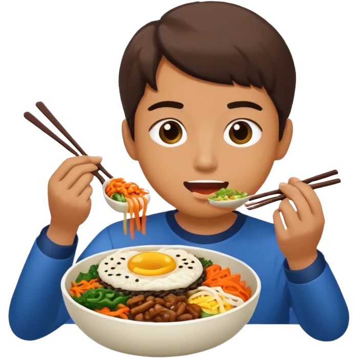 비빔밥 먹는 사람이나 비빔밥을 이모지로 그려줘 emoji
