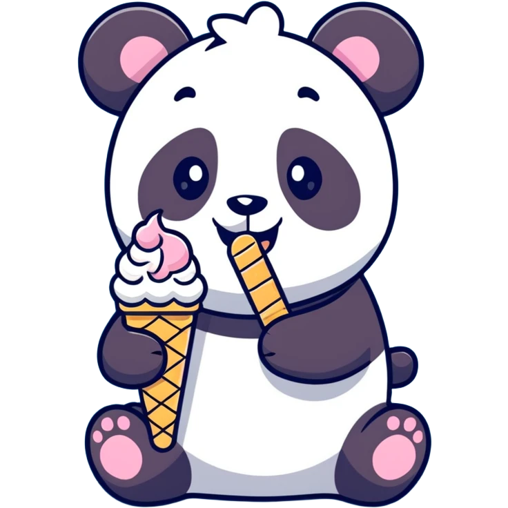 Panda eating ice cream emoji