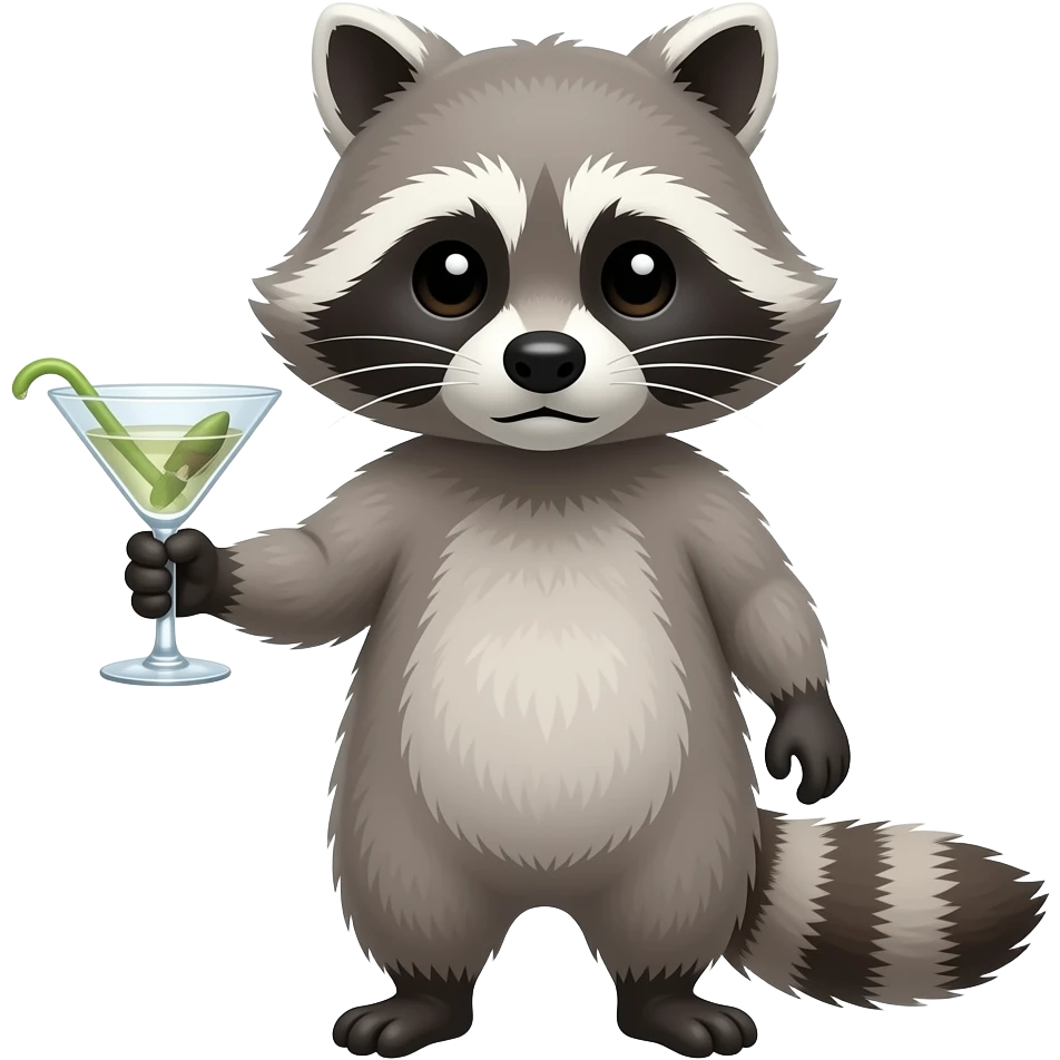 racoon with dirty martini emoji