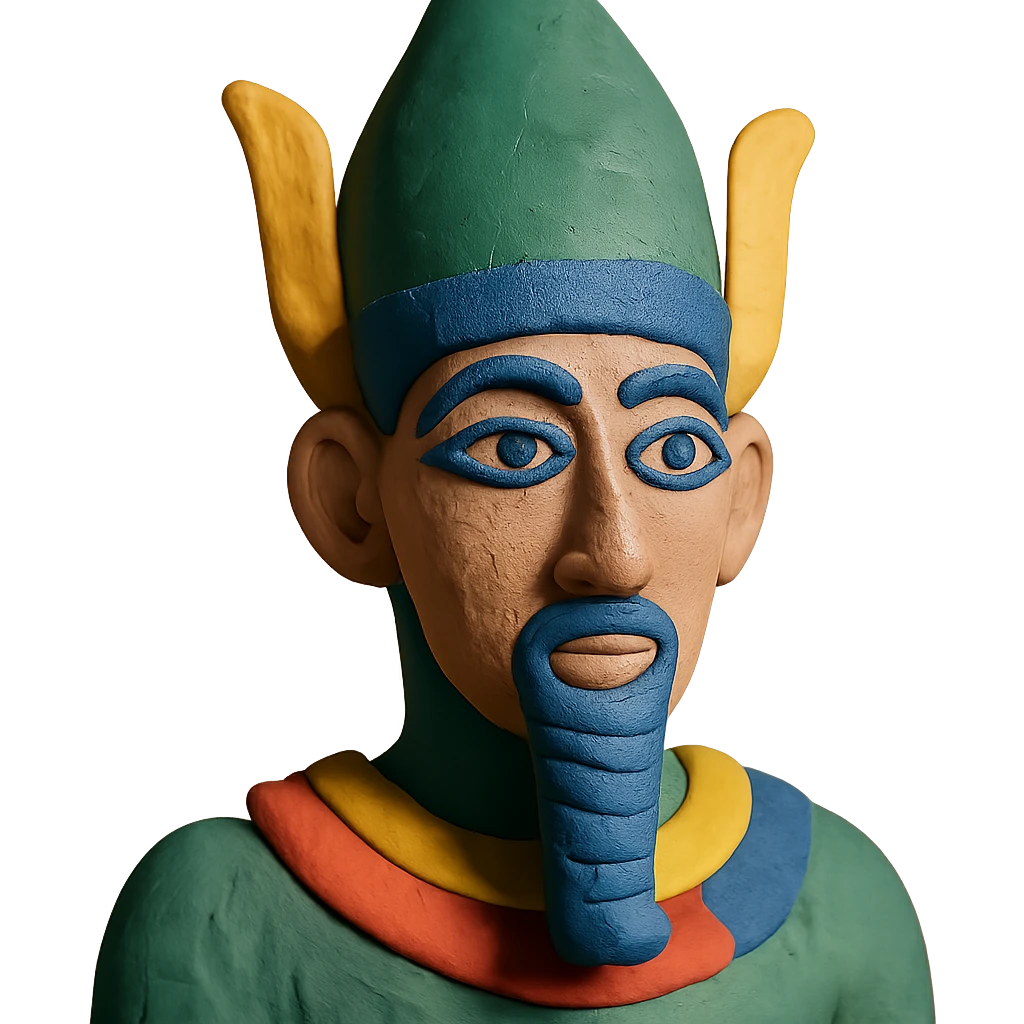 claymation style head of Osiris, ancient Egyptian deity emoji