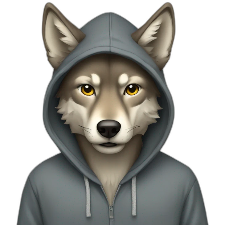 wolf with hoodie emoji