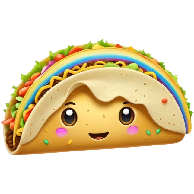 taco with white wings and rainbow question marks on the sides. emoji