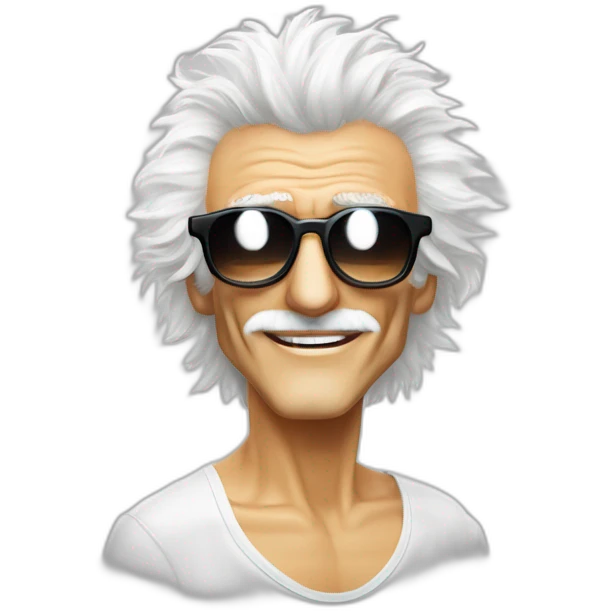 michel polnareff avec des lunettes de soleil blanches et expression de visage neutre emoji