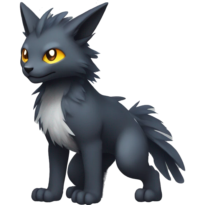 Cute cool shiny fantasy dark-shadow-themed animal hybrid Fakemon full body emoji