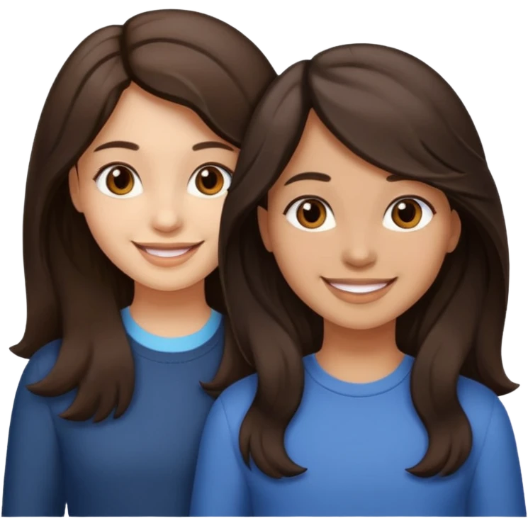 Longer wavy hair for one and straight for the other both dark brown hair. Light skin tone emoji