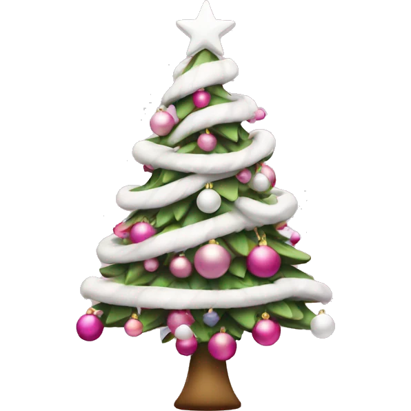 Christmas tree with pink and white decoration  emoji