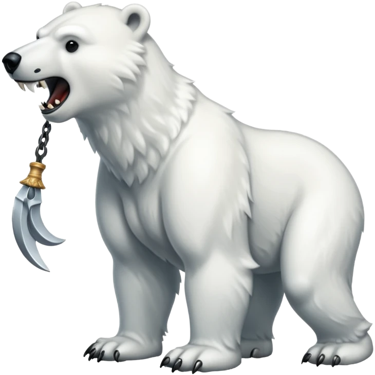 Polar bear with a wolf’s tail, thick neck fur, and short saber fangs emoji