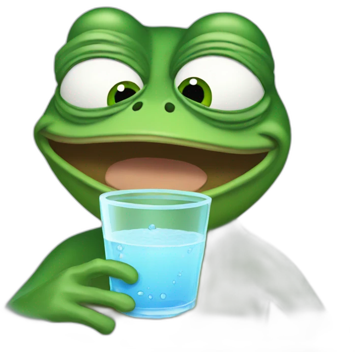 Pepe frog drinking water  emoji