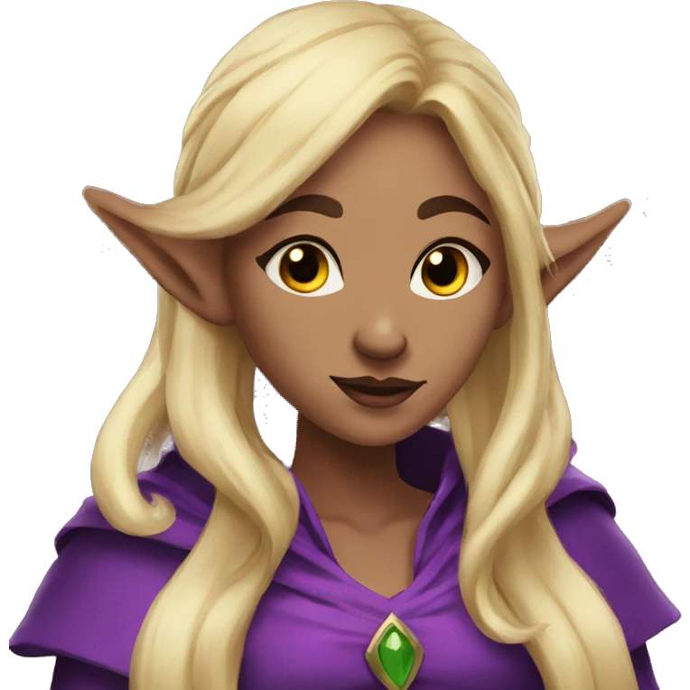 fear Noble female Elf with Elf ears and blonde hair and purple robes emoji